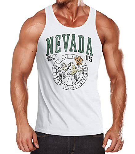 Neverless® Herren Tank-Top USA Nevada Schriftzug Las Vegas Desert Muskelshirt Muscle Shirt weiß 3XL von Neverless