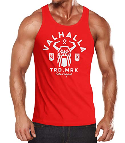 Neverless® Herren Tank-Top Valhalla Odin Runen Wikinger Muskelshirt Muscle Shirt rot M von Neverless