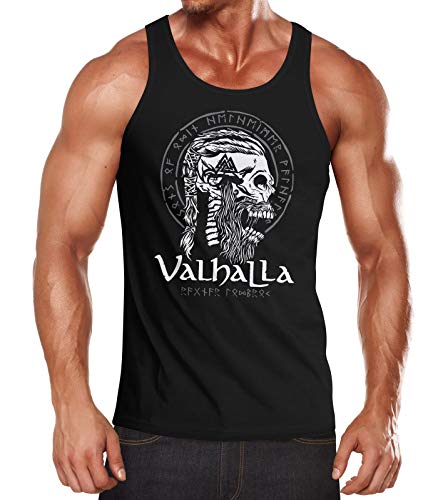 Neverless® Herren Tank-Top Valhalla Totenkopf Runen Nordische Mythologie Ragnar Lodbrok Muskelshirt Muscle Shirt schwarz M von Neverless