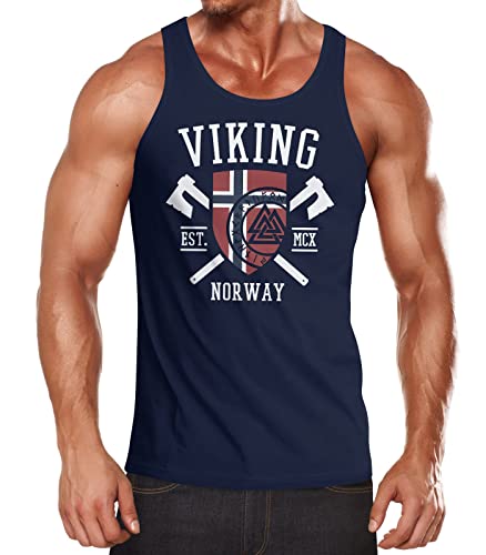 Neverless® Herren Tank-Top Viking Norway Norwegen Flagge Wikinger nordisch Muskelshirt Muscle Shirt Navy M von Neverless