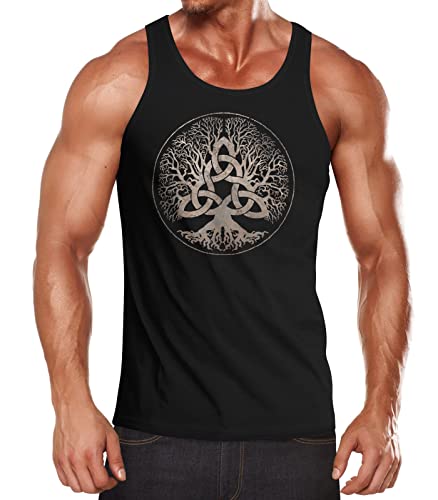 Neverless® Herren Tank-TopYggdrasil Weltenbaum nordische Mythologie Asgard Götter Wikinger Kelten Germanen Muscle Shirt schwarz-Gold 3XL von Neverless