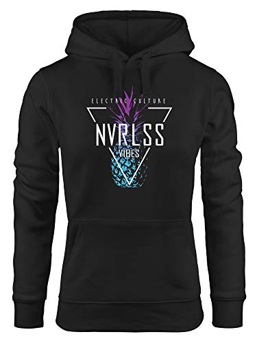 Neverless® Hoodie Damen Ananas Dreieck Triangle Pineapple Electronic Culture Frauen Kapuzen-Pullover schwarz L von Neverless