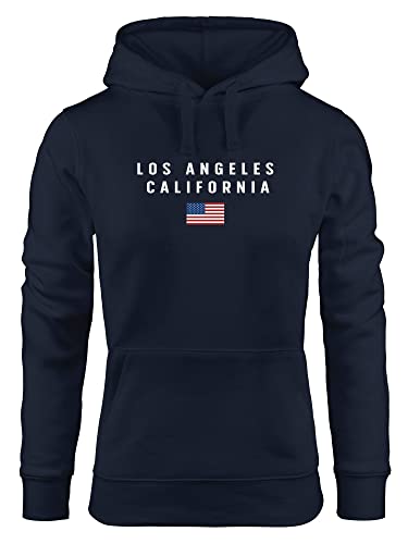 Neverless® Hoodie Damen Bedruckt Schriftzug California Los Angeles USA Amerika Flagge Kapuzen-Pullover Fashion Streetstyle Navy L von Neverless