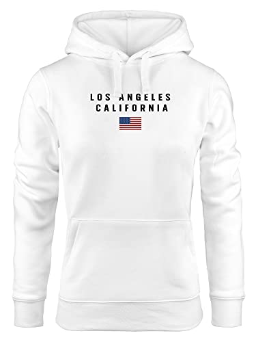 Neverless® Hoodie Damen Bedruckt Schriftzug California Los Angeles USA Amerika Flagge Kapuzen-Pullover Fashion Streetstyle weiß M von Neverless