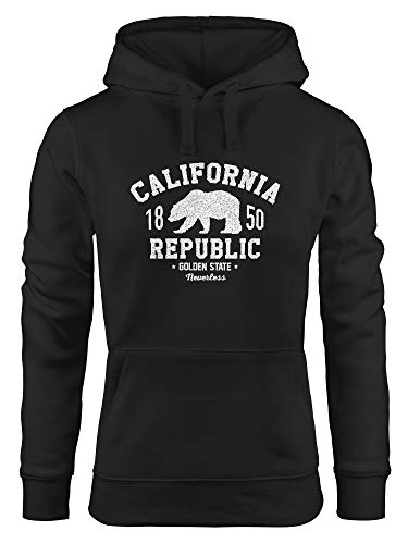 Neverless® Hoodie Damen California Republic Aufdruck Print Kalifornien Golden State Grizzly Bär Bear Kapuzen-Pullover schwarz XS von Neverless