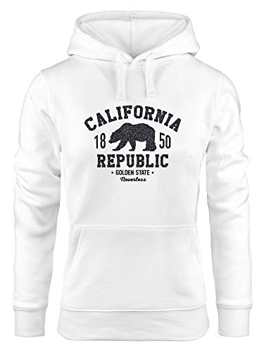 Neverless® Hoodie Damen California Republic Aufdruck Print Kalifornien Golden State Grizzly Bär Bear Kapuzen-Pullover weiß XL von Neverless