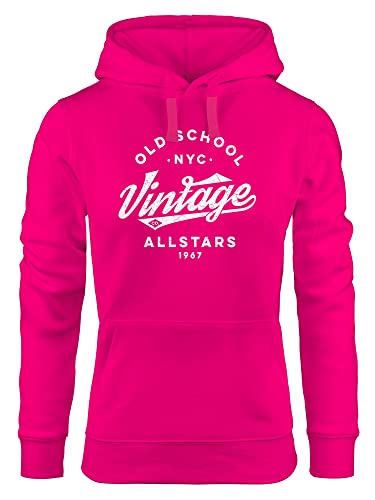 Neverless® Hoodie Damen College Style Schriftzug Oldschool Vintage Allstars Kapuzen-Pullover Fashion Streetstyle pink L von Neverless