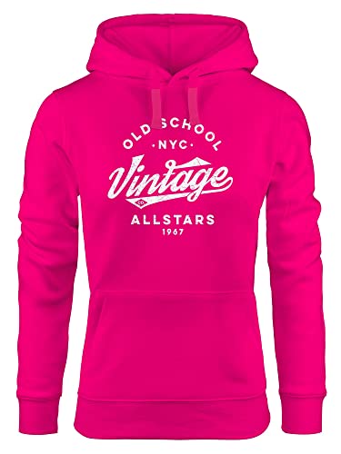 Neverless® Hoodie Damen College Style Schriftzug Oldschool Vintage Allstars Kapuzen-Pullover Fashion Streetstyle pink S von Neverless