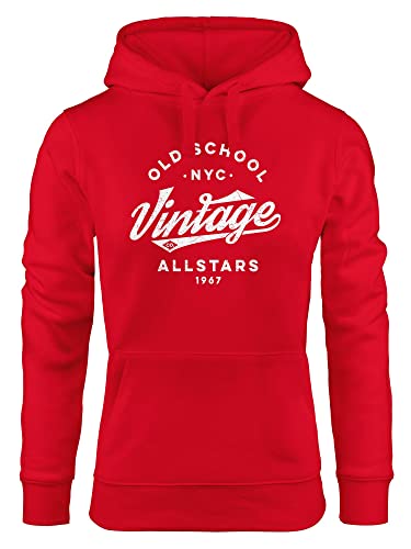 Neverless® Hoodie Damen College Style Schriftzug Oldschool Vintage Allstars Kapuzen-Pullover Fashion Streetstyle rot M von Neverless