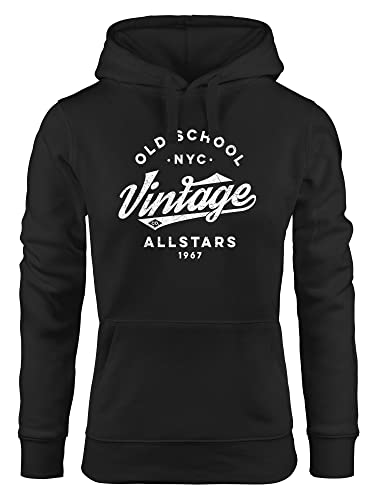 Neverless® Hoodie Damen College Style Schriftzug Oldschool Vintage Allstars Kapuzen-Pullover Fashion Streetstyle schwarz L von Neverless