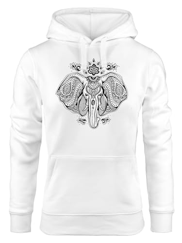 Neverless® Hoodie Damen Mandala Elefant Kapuzen-Pullover Kapuzenpulli weiß M von Neverless