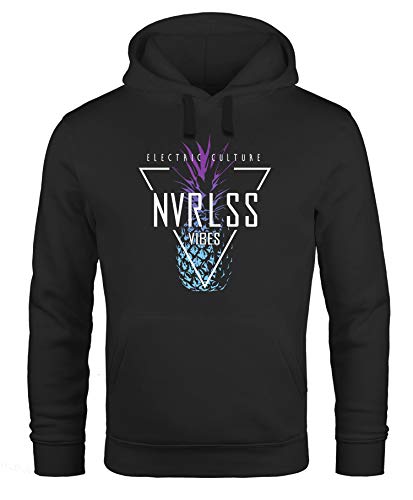 Neverless® Hoodie Herren Ananas Dreieck Triangle Pineapple Electronic Culture Kapuzen-Pullover Männer schwarz 4XL von Neverless