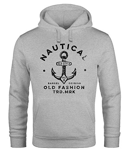 Neverless® Hoodie Herren Anker Motiv Nautical Kapuzen-Pullover Männer Fashion Streetstyle grau L von Neverless