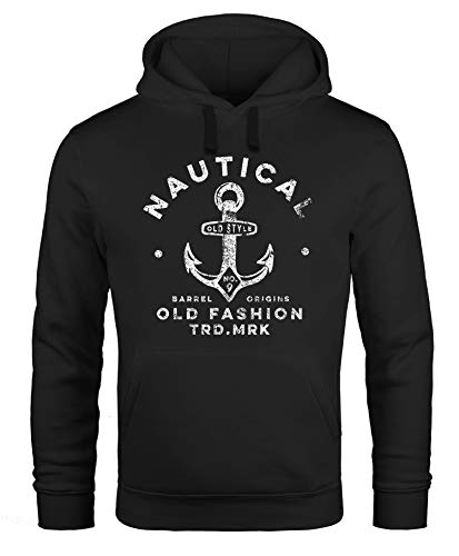 Neverless® Hoodie Herren Anker Motiv Nautical Kapuzen-Pullover Männer Fashion Streetstyle schwarz M von Neverless
