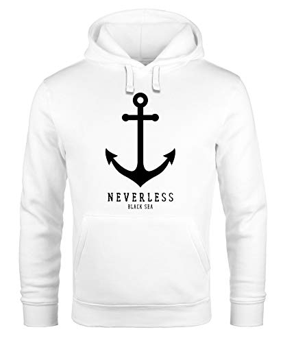 Neverless® Hoodie Herren Anker Nautical Sailor Segeln Kapuzen-Pullover Männer weiß 3XL von Neverless