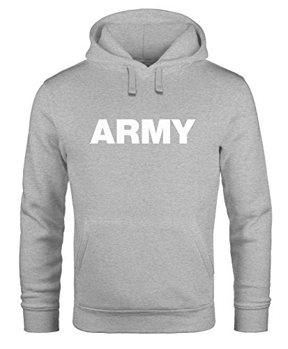 Neverless® Hoodie Herren Army Aufdruck Print Kapuzen-Pullover Männer grau/weiß 5XL von Neverless