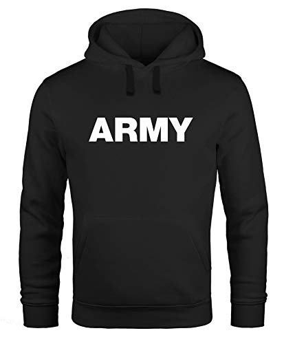 Neverless® Hoodie Herren Army Aufdruck Print Kapuzen-Pullover Männer schwarz 3XL von Neverless