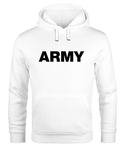 Neverless® Hoodie Herren Army Aufdruck Print Kapuzen-Pullover Männer weiß L von Neverless