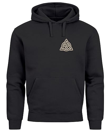 Neverless® Hoodie Herren Aufdruck Logo Wikinger nordische Mythologie Valknut Wotansknoten Valhalla schwarz 4XL von Neverless