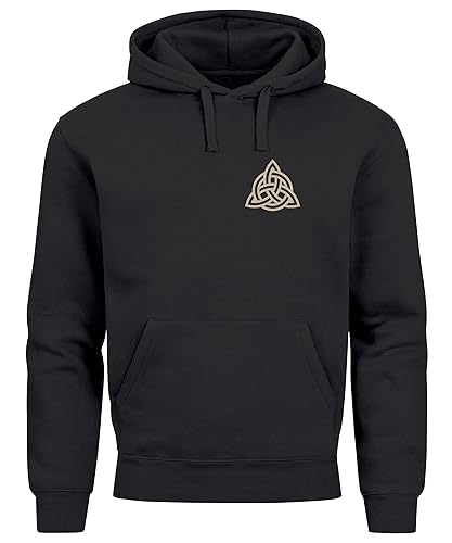 Neverless® Hoodie Herren Aufdruck Logo Wikinger nordische Mythologie Valknut Wotansknoten Valhalla schwarz XXL von Neverless