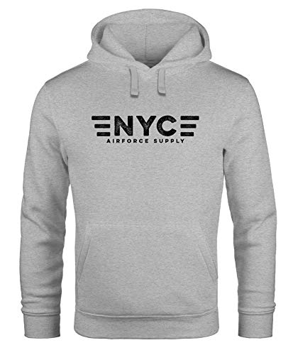 Neverless® Hoodie Herren Aufdruck NYC New York City Airforce Supply Print Kapuzen-Pullover Männer Fashion Streetstyle grau XS von Neverless