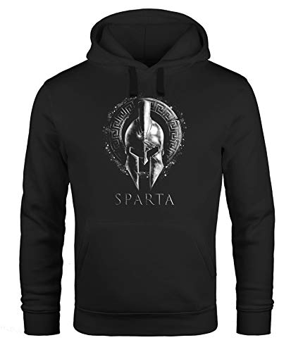 Neverless® Hoodie Herren Aufdruck Sparta Helm Krieger Warrior Printshirt T-Shirt Kapuzen-Pullover Männer Fashion Streetstyle schwarz XL von Neverless