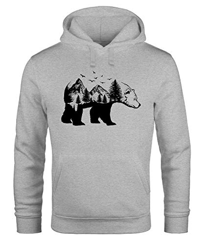 Neverless® Hoodie Herren Bär Kunst Grafik Printshirt Tiermotiv Adventure Männer Fashion Streetstyle grau XL von Neverless