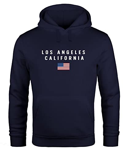 Neverless® Hoodie Herren Bedruckt Schriftzug California Los Angeles USA Amerika Flagge Fashion Streetstyle Navy 4XL von Neverless