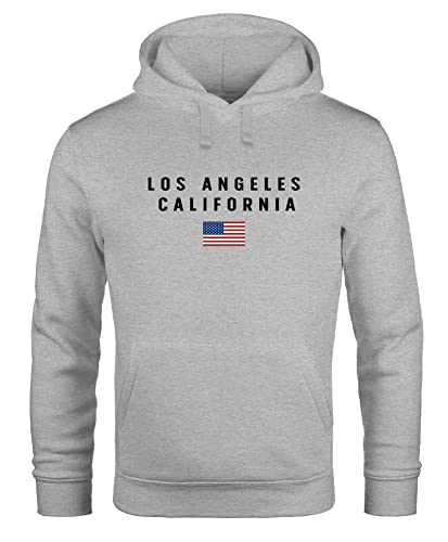 Neverless® Hoodie Herren Bedruckt Schriftzug California Los Angeles USA Amerika Flagge Fashion Streetstyle grau L von Neverless