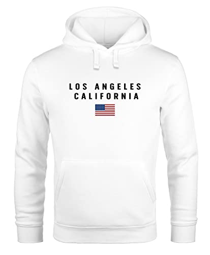 Neverless® Hoodie Herren Bedruckt Schriftzug California Los Angeles USA Amerika Flagge Fashion Streetstyle weiß 3XL von Neverless