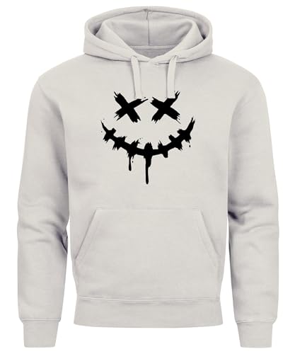Neverless® Hoodie Herren Bedruckt Techwear Fashion Streetstyle Smiling Face Smile Trend Fashion Streetstyle urban Grey XXL von Neverless