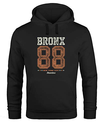 Neverless® Hoodie Herren College Motiv Schriftzug Bronx 88 New York City Kapuzen-Pullover Männer schwarz XXL von Neverless