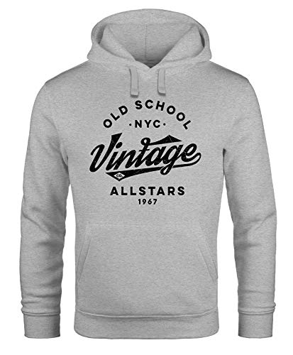 Neverless® Hoodie Herren College Style Schriftzug Oldschool Vintage Allstars Kapuzen-Pullover Männer Fashion Streetstyle grau 4XL von Neverless