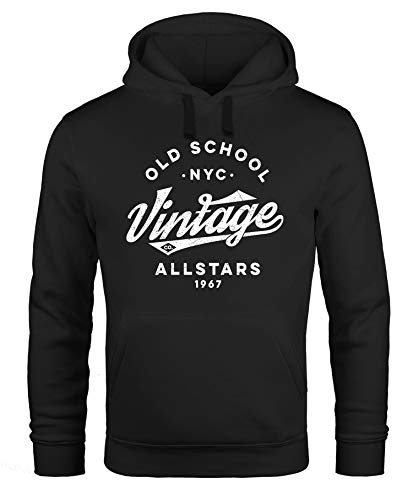 Neverless® Hoodie Herren College Style Schriftzug Oldschool Vintage Allstars Kapuzen-Pullover Männer Fashion Streetstyle schwarz S von Neverless
