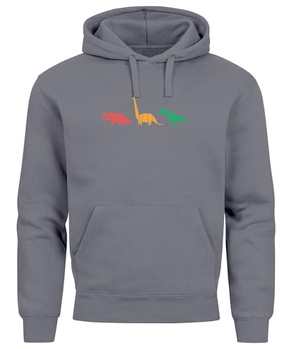 Neverless® Hoodie Herren Dinosaurier Aufdruck Polygon Tiere Geometric Print Fashion Streetstyle Convoy Grey XXL von Neverless