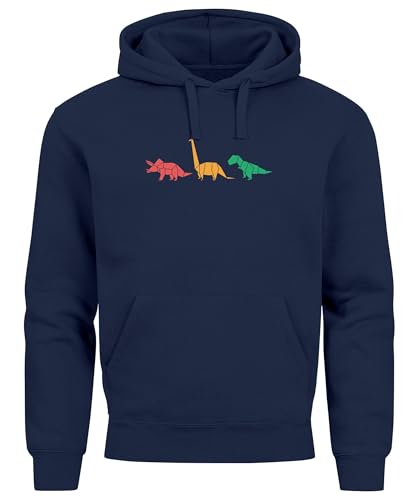 Neverless® Hoodie Herren Dinosaurier Aufdruck Polygon Tiere Geometric Print Fashion Streetstyle Navy L von Neverless