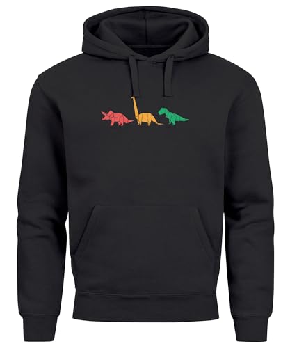 Neverless® Hoodie Herren Dinosaurier Aufdruck Polygon Tiere Geometric Print Fashion Streetstyle schwarz L von Neverless