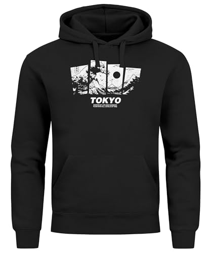 Neverless® Hoodie Herren Japan Tokyo Große Welle Kanagawa Japanische Kunst Aufdruck Männer Fashion Streetstyle schwarz M von Neverless