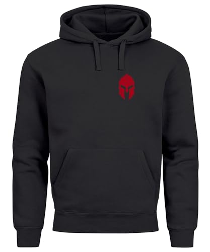 Neverless® Hoodie Herren Logo Print Sparta-Helm Spartaner Gladiator Krieger Warrior Fashion schwarz-rot 4XL von Neverless