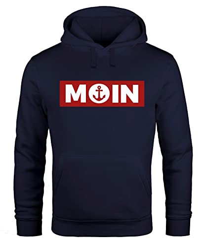 Neverless® Hoodie Herren Moin norddeutsch Morgen Anker Kapuzen-Pullover Print Männer Fashion Streetstyle Navy 3XL von Neverless