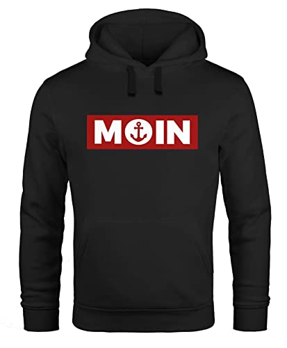 Neverless® Hoodie Herren Moin norddeutsch Morgen Anker Kapuzen-Pullover Print Männer Fashion Streetstyle schwarz 5XL von Neverless