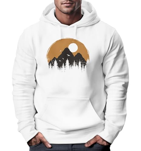 Neverless® Hoodie Herren Outdoor Print Natural Badge Logo Wandern Kapuzenpulli Fashion weiß S von Neverless