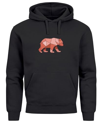 Neverless® Hoodie Herren Polygon Grafik Bär Outdoor Motive Print Natur Fashion schwarz XXL von Neverless