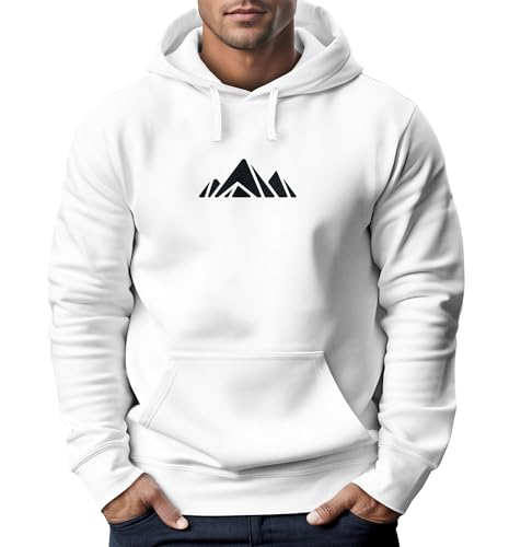 Neverless® Hoodie Herren Polygon Print Wandern Geometric Berg-Motiv Geometric Kapuzen-Pullover Männer Outdoor Fashion Polygon 1 weiß L von Neverless