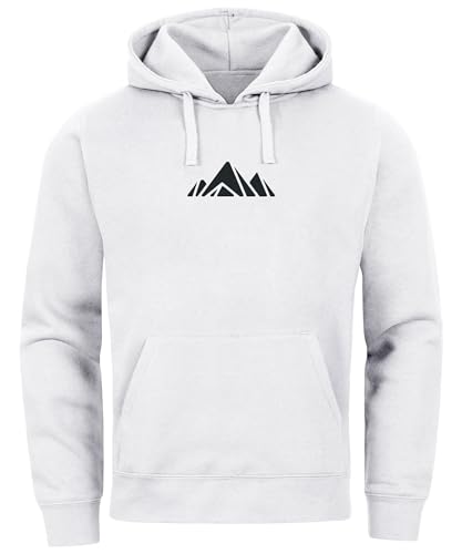 Neverless® Hoodie Herren Polygon Print Wandern Geometric Berg-Motiv Geometric Kapuzen-Pullover Männer Outdoor Fashion Weiss XXL von Neverless
