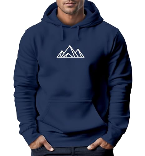 Neverless® Hoodie Herren Polygon Print Wandern Geometric Berg-Motiv Geometric Kapuzen-Pullover Männer Outdoor Fashion Polygon 2 Navy L von Neverless