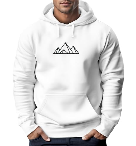 Neverless® Hoodie Herren Polygon Print Wandern Geometric Berg-Motiv Geometric Kapuzen-Pullover Männer Outdoor Fashion Polygon 2 weiß M von Neverless