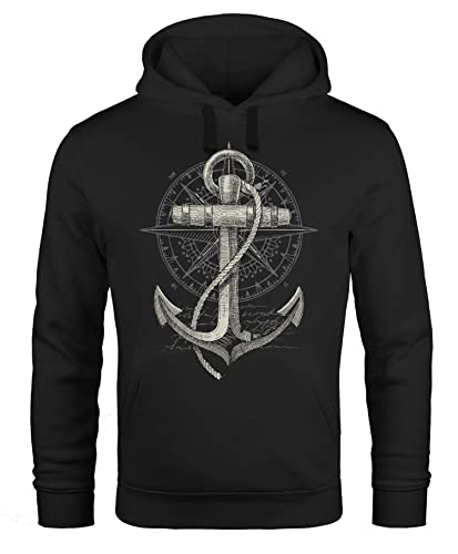 Neverless® Hoodie Herren Print Aufdruck Kapuzen-Pullover Männer Fashion Streetstyle schwarz XS von Neverless