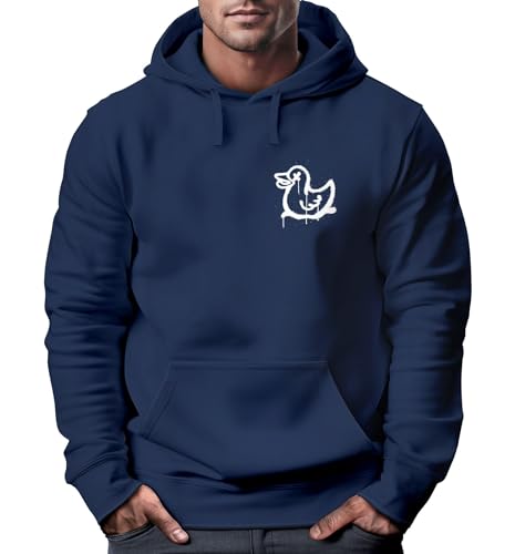 Neverless® Hoodie Herren Print Aufdruck Motiv Kapuzen-Pullover Männer Fashion Streetstyle Navy XL von Neverless