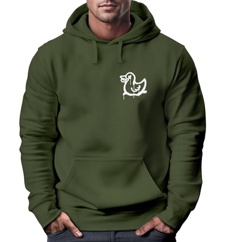 Neverless® Hoodie Herren Print Aufdruck Motiv Kapuzen-Pullover Männer Fashion Streetstyle Oliv 3XL von Neverless